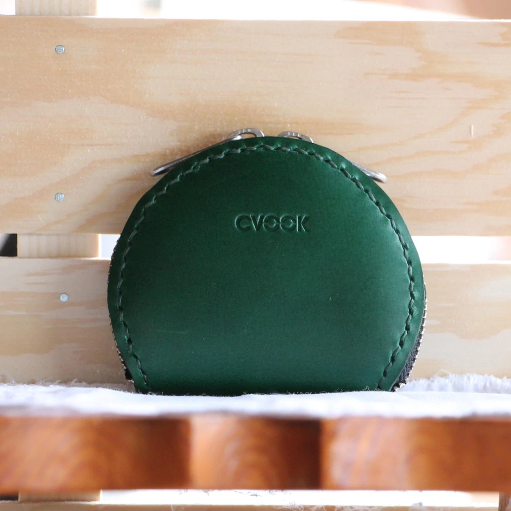 Kožená peněženka kulatá zelená