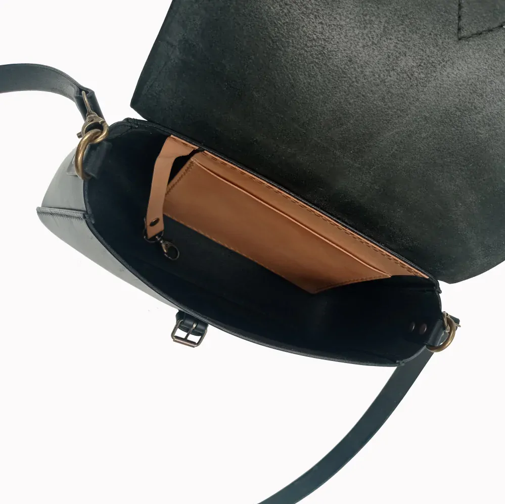 Kožená kabelka Kiara L černá