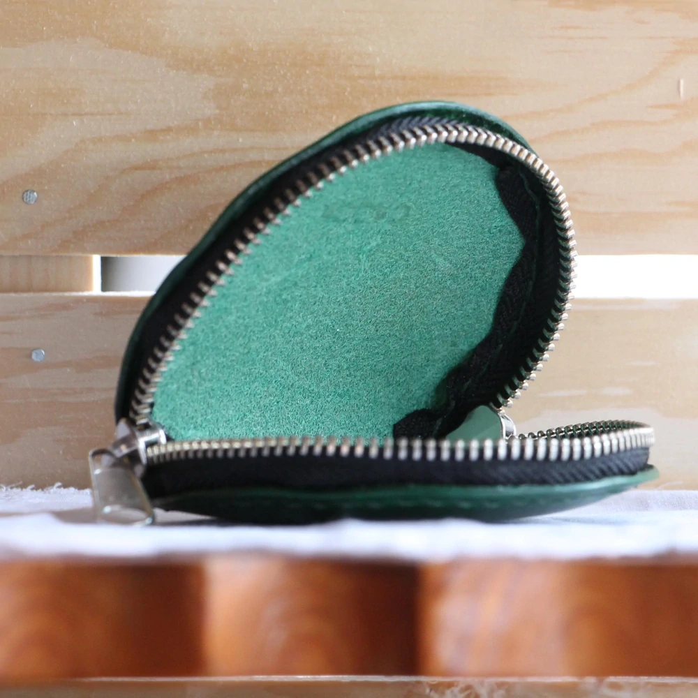 Kožená peněženka kulatá zelená