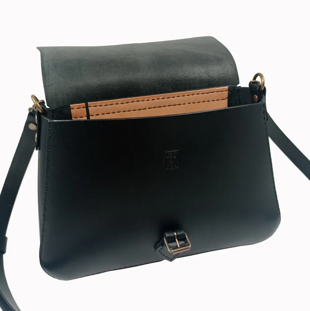 Kožená kabelka Kiara L černá