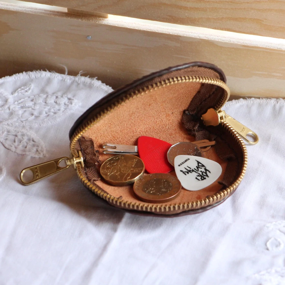 Kožená peněženka kulatá hnědá