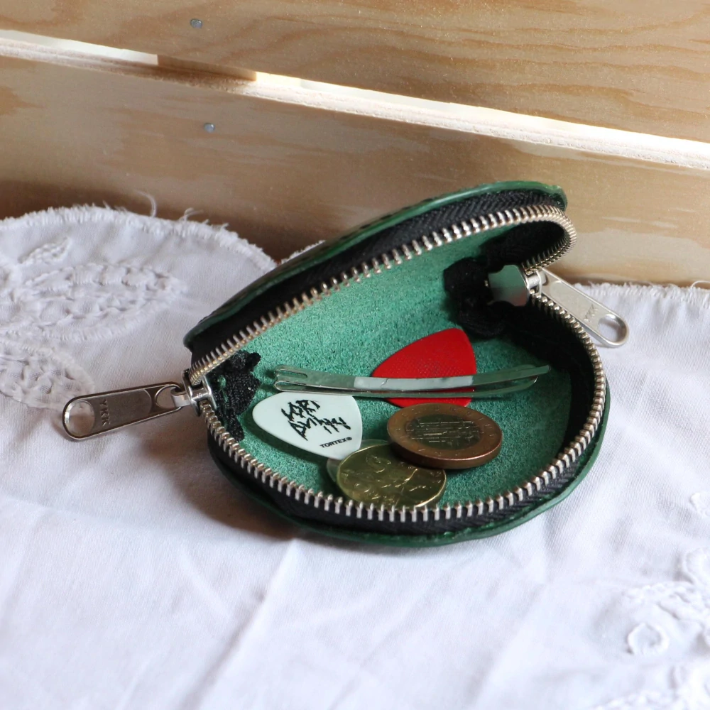 Kožená peněženka kulatá zelená