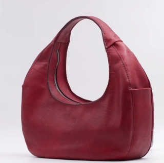 Kožená kabelka Gondola - tamponovaná vínová