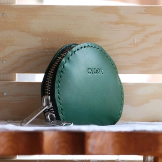 Kožená peněženka kulatá zelená